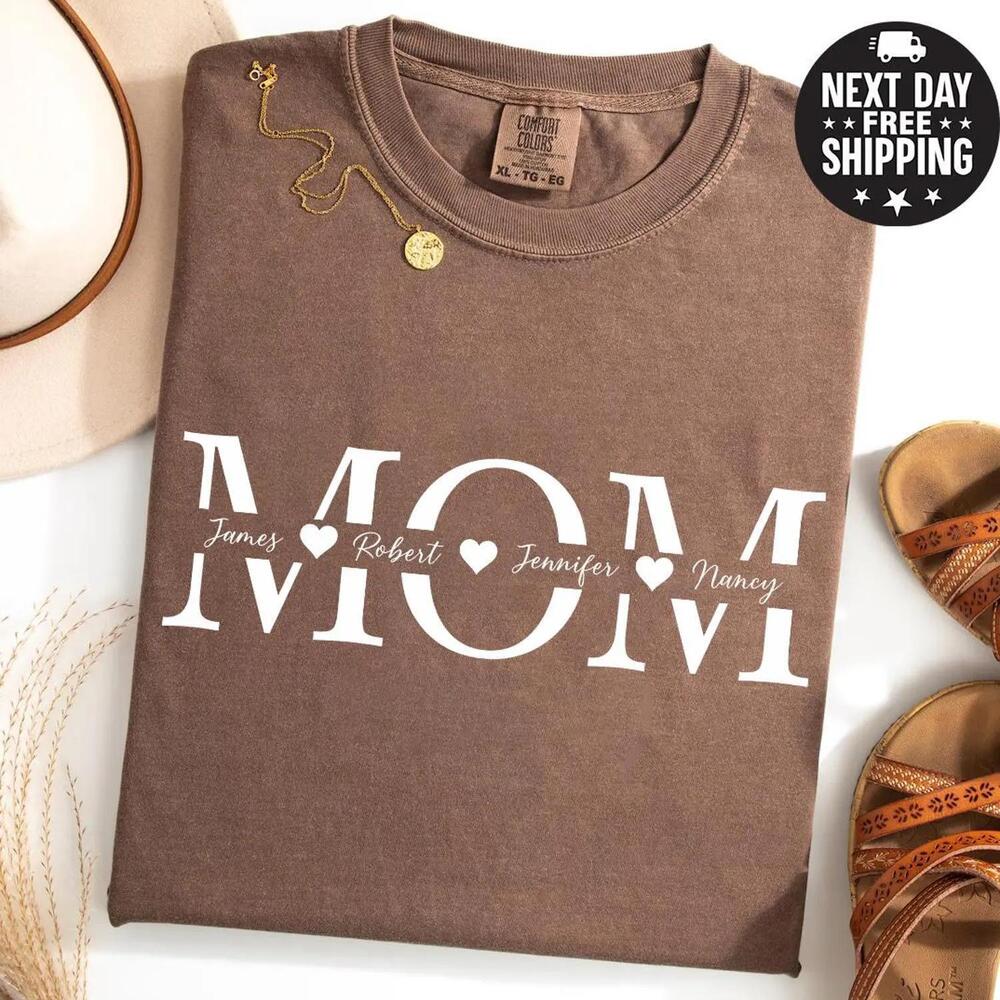 S  Mom Shirt With Children , Personalized Mama Tee, Mothers